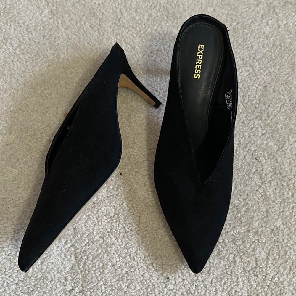 Express black slide on heels